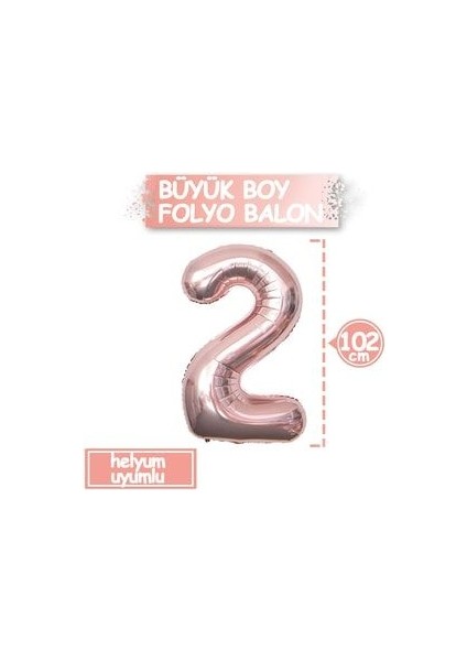 Büyük Rakam Balon Rose Gold 2 Yaş + Konfeti Pullu Şeffaf Balon Metalik Rose Gold Balon fırsatları