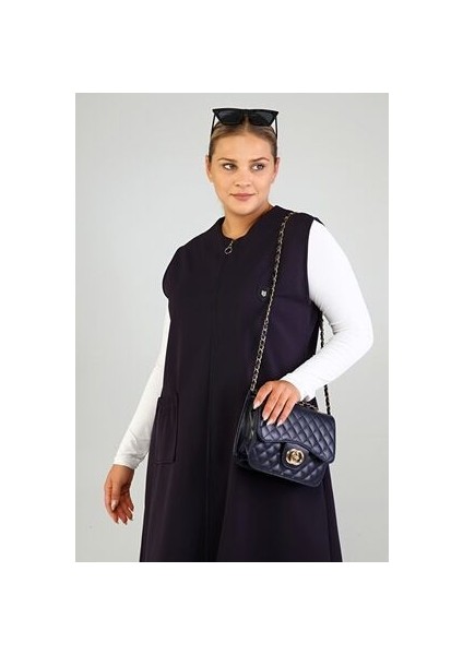 Kadin Buyuk Beden Yelek Ottoman Çelik Örme Viskon Yelek Lacivert fırsatları