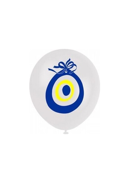 Nazar Boncuklu Beyaz Maşallah Balon Sünnet Balonu 10 Adet