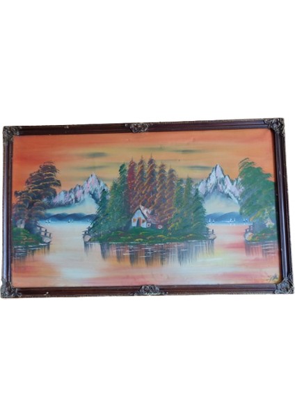 1970’LERDEN Dağ ve Göl Evi Manzaralı Imzalı Yağlı Boya Tablo modelleri