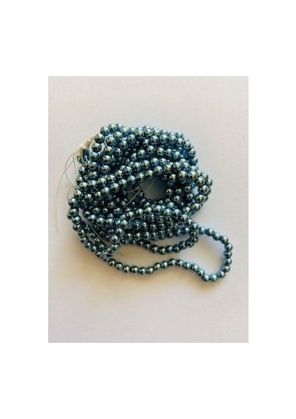 4mm Plastik Inci Boncuk 2 Dizi. Yaklaşık 400 Adet. Metalik Kurşuni Mavi