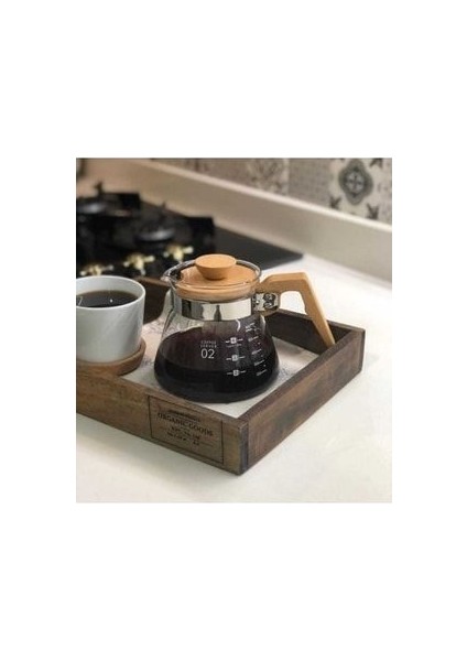 Ahşap Saplı Cam Kahve Demliği 400 ml