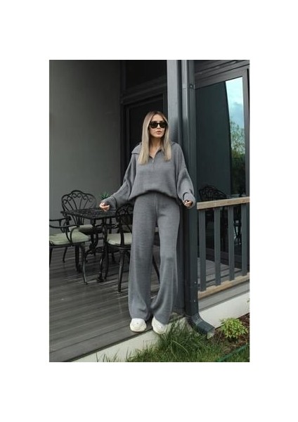 Genel Markalar Örgü Detaylı Oversize Kazak Pantolon Triko Alt-Üst Takım fiyatları