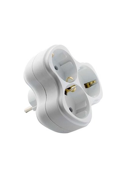 Delta - Golyad 3'lü Topraklı Fiş Priz - Yeni Dizayn Golyat Yonca Papatya Üçgen Tip Üçlü Grup Priz