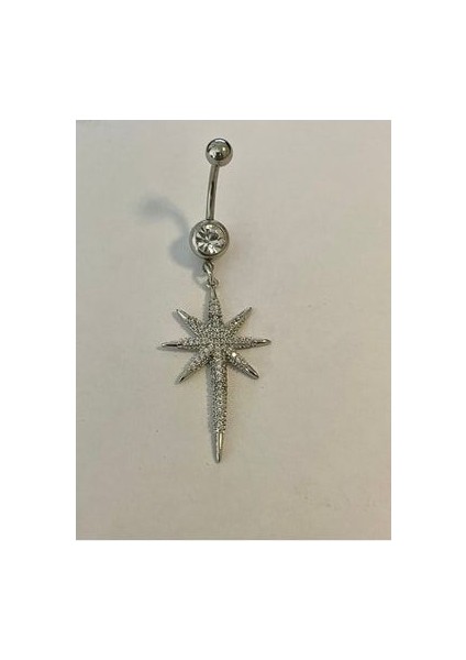 Paslanmaz Çelik Romantik Yıldız Kadın Göbek Piercing Zirkon Taşlı