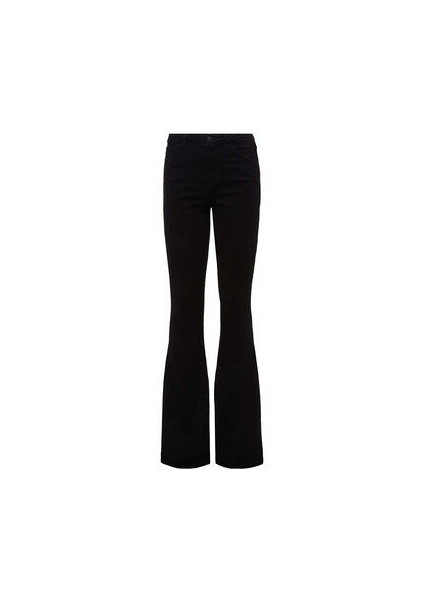 Siyah Ispanyol Paça Flare Kadın Jeans Pantolon