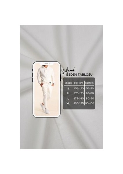 Erkek Beyaz Eşofman Takımı Oversize Kalıp Comfort Kapüşonlu Sweatshirt Sweatpants indirimleri