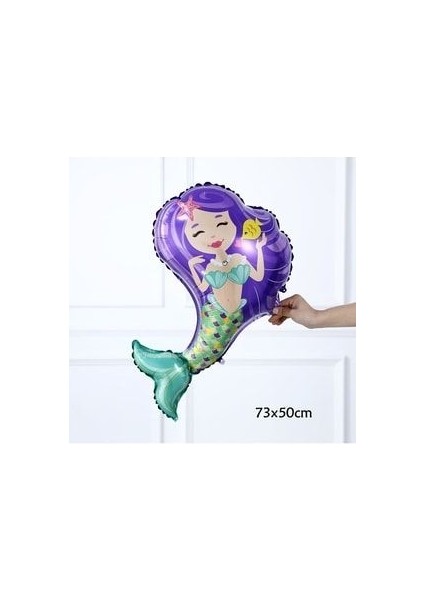 Deniz Kızı Kuyruğu Deniz Kabuğu 102CM Gümüş Rakam Balon Mermaid Deniz Kızı Konsepti