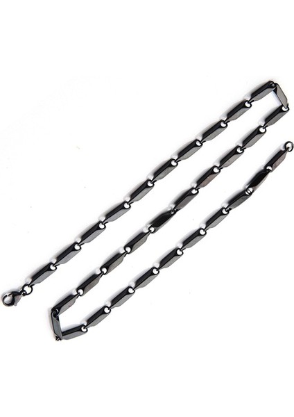 Siyah Çelik Zincir Erkek Kolye Takı Aksesuar K24 T5