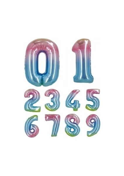 Gökkuşağı Folyo Balon Rakam Balon Helyum Balon 76 cm Gökkuşağı Rengi fiyatları