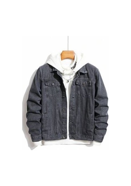 Erkek Gri Slim Fit Kot Ceket