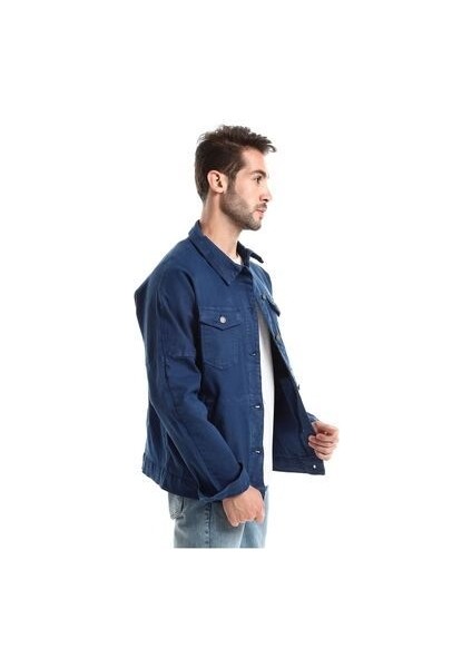 Erkek Düğmeli Çift Cepli Gabardin Lacivert Ceket modelleri