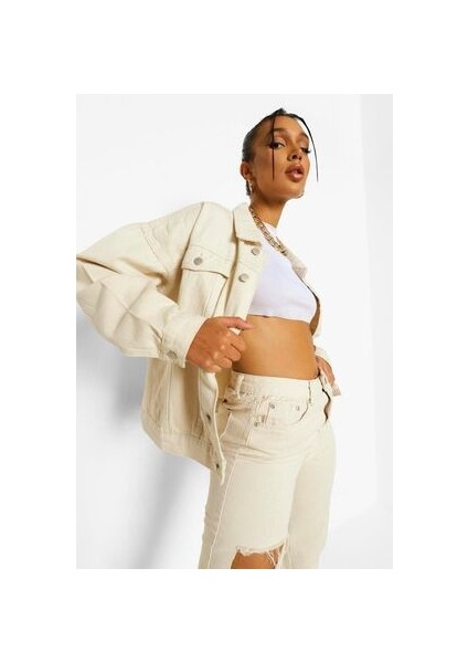 Kadın Ekru Çift Cepli Gabardin Ceket modelleri