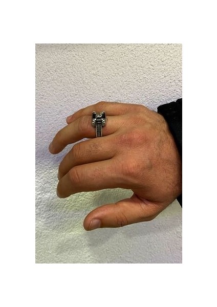Kartal Model Yakut Taşlı Gümüş Erkek Yüzük