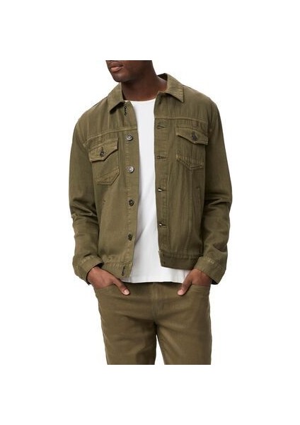 Erkek Düğmeli Çift Cepli Gabardin Açık Yeşil Ceket