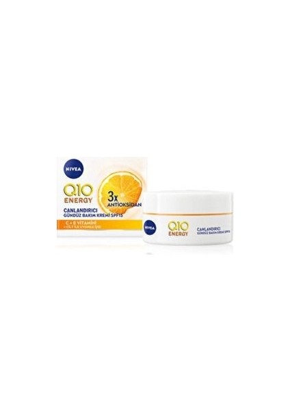Q10 Energy Gündüz Yüz Bakım Kremi 50ml, SPF15, C Vitamini, Donuk Cilt