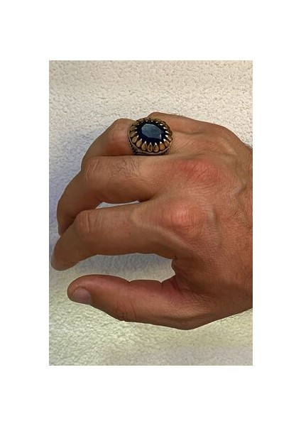 Pençe Model Safir Taşlı Gümüş Erkek Yüzük