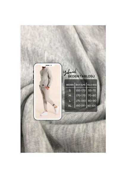 Erkek Gri Melanj Eşofman Takımı Oversize Kalıp Comfort Kapüşonlu Sweatshirt Sweatpants indirimleri