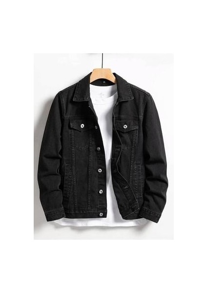 Erkek Siyah Slim Fit Kot Ceket