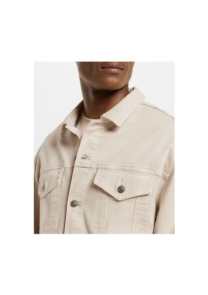 Erkek Düğmeli Çift Cepli Gabardin Ekru Ceket fırsatları