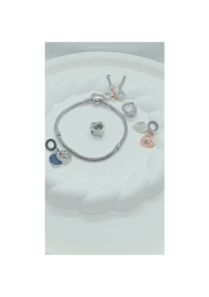 Kalp Klipsli Yılan Zincir Bileklik , Pandora Charm Uyumlu (316L Kararmaz Çelik) fırsatları