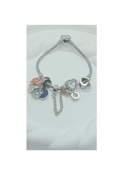 Kalp Klipsli Yılan Zincir Bileklik , Pandora Charm Uyumlu (316L Kararmaz Çelik) indirimleri