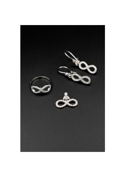 Sonsuzluk Model Zirkon Taşlı Gümüş Set