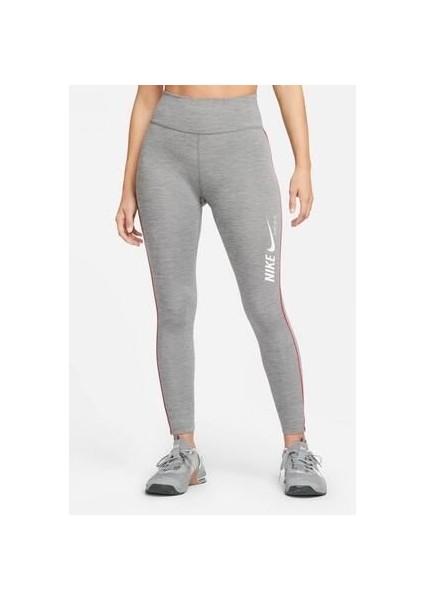 One Dri Fit Training Printed Grey Leggings Toparlayıcı 2 Iç Cepli Gri Tayt