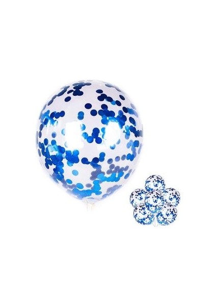Mavi Rakam Balon Pullu Şeffaf Balon Mavi Tonları Balon Buketi modelleri