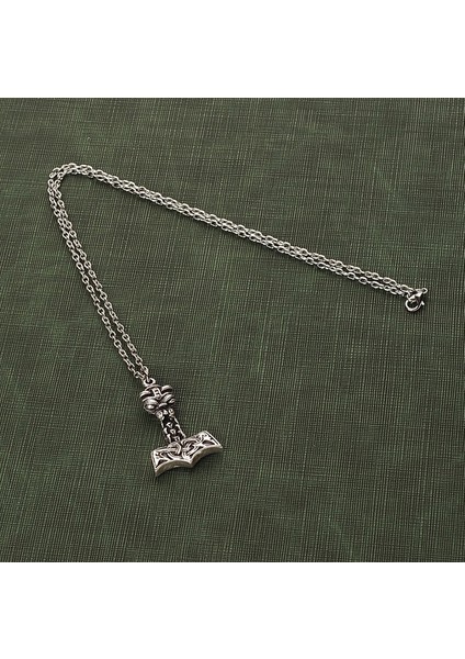 Viking Scandinavian Mjollnir Vikingler Erkek Kolye