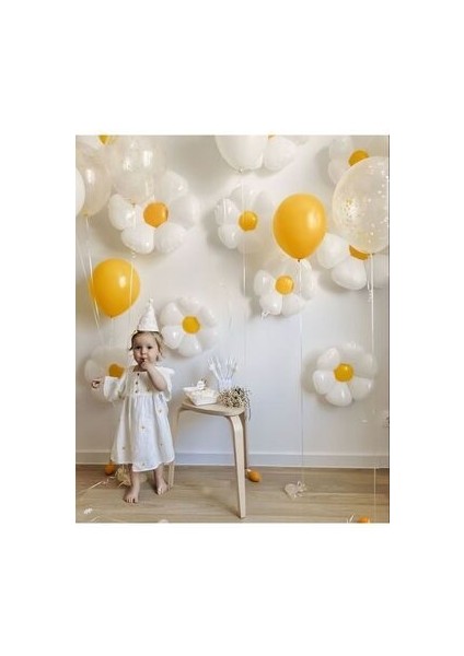 Papatya Konsept Doğum Günü Papatya Folyo Balon Balon Seti