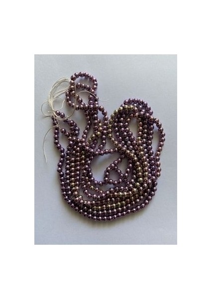 4mm Plastik Inci Boncuk 2 Dizi. Yaklaşık 400 Adet. Metalik Janjan Mürdüm