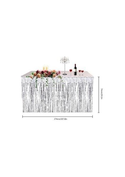 Metalik Folyo Gümüş Gri Püskül Masa Eteği Folyo Püskül Gümüş fiyatları