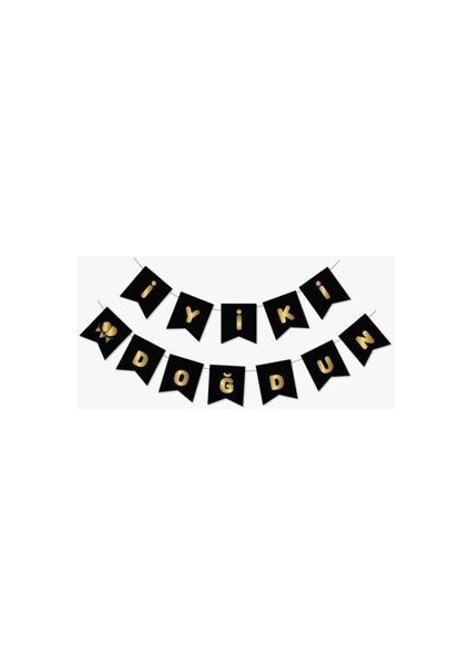 Siyah Gold Yaldızlı Iyi Ki Doğdun Banner