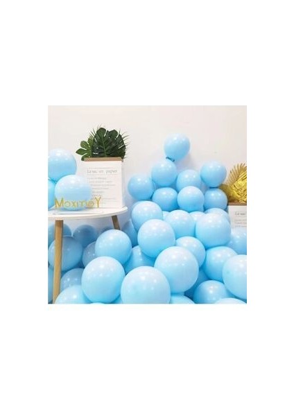 Makaron Mavi Balon 12 Inç 30 cm 10 Adet Makron Soft Balon