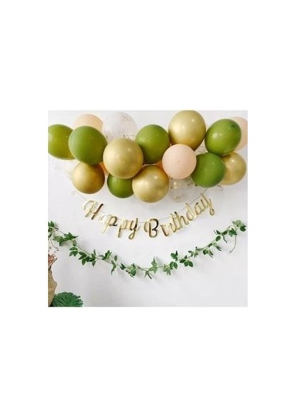 Retro Balon Zinciri Seti Krom Balon Happy Bırthday