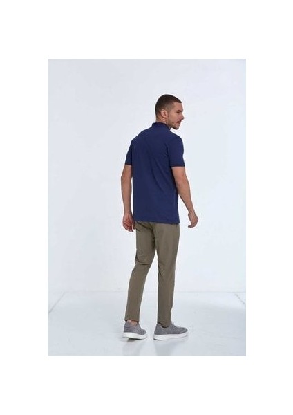 Nakışlı Pamuklu Polo Yaka Erkek Tişört Lacivert fırsatları