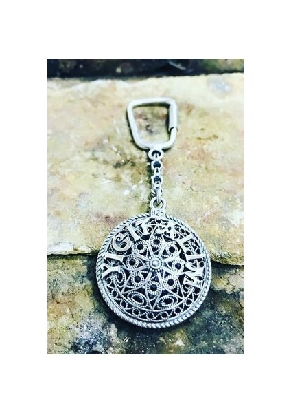 Isimli Model Midyat Telkari El Işçiliği Gümüş Anahtarlık