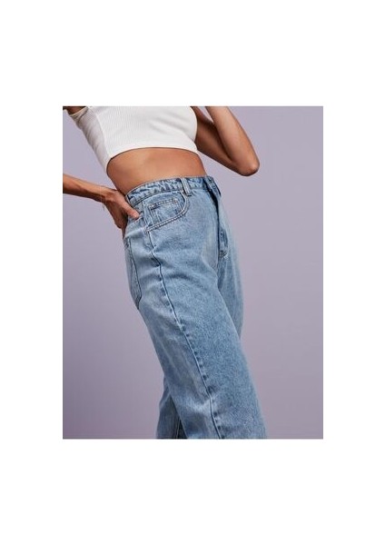 Pera Kar Mavi Mom Jean Kadın Boyfriend Yüksek Bel Likralı Kot Pantolon modelleri