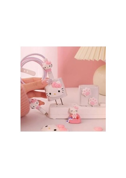 Hello Kitty Kablo Koruyucu ve Şarj Koruyucu
