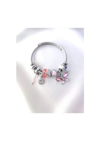 Charm Zirkon Taşlı Kelebek Model Çelik Bileklik (Kararmaz)