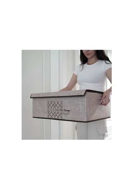 3 Adet Keçe Kapaklı Çok Amaçlı Baza Kutu 50X40X19 cm modelleri