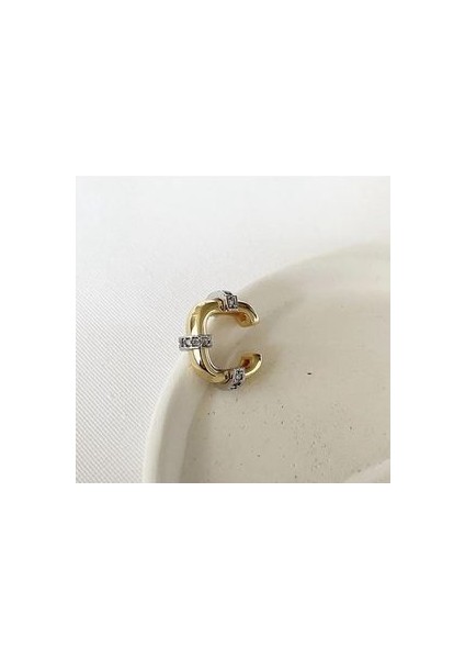 Mers Zirkon Detay Gold Earcuff