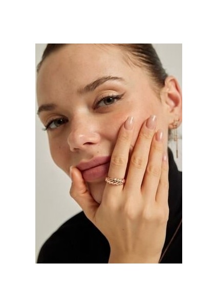 Kadın Rose Kaplama Gümüş Ayarlanabilir Kruvasan Yüzük fiyatları