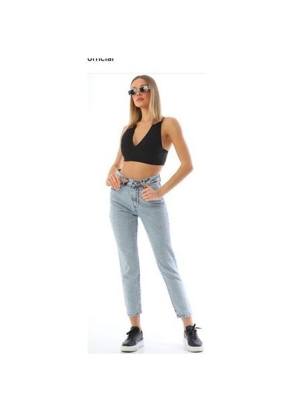 Zero Max Kadın Yüksek Bel Mavi Mom Jeans Likralı Kot Pantolon modelleri