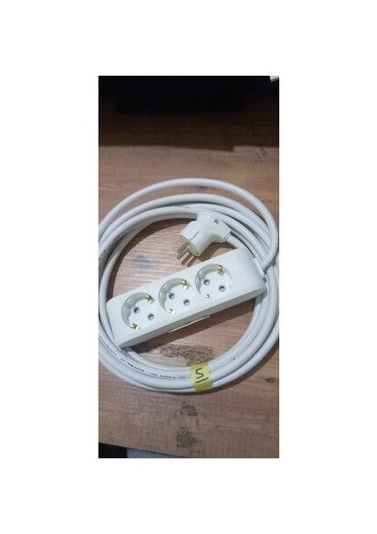 5 Metre 3 Lü 3x2.5 mm Topraklamalı Isıtıcı Uzatma Ara Kablosu . Kalın Kablo Tam Kesit