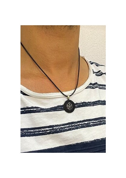 Osmanlı Sancağı Model Oksitli Gümüş Erkek Kolye