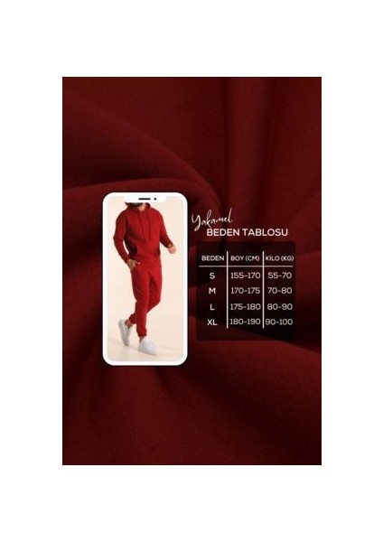 Erkek Bordo Eşofman Takımı Oversize Kalıp Comfort Kapüşonlu Sweatshirt Sweatpants indirimleri