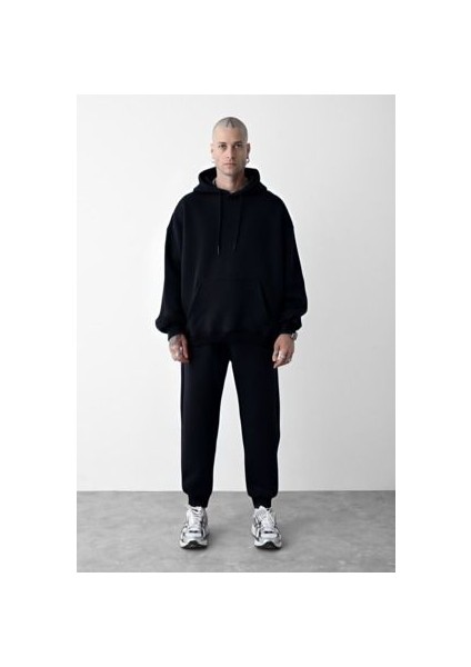 CMZ Collection Erkek 3 Ip Siyah Eşofman Takımı Oversize Jogger