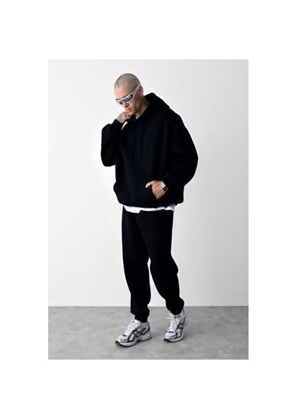 CMZ Collection Erkek 3 Ip Siyah Eşofman Takımı Oversize Jogger